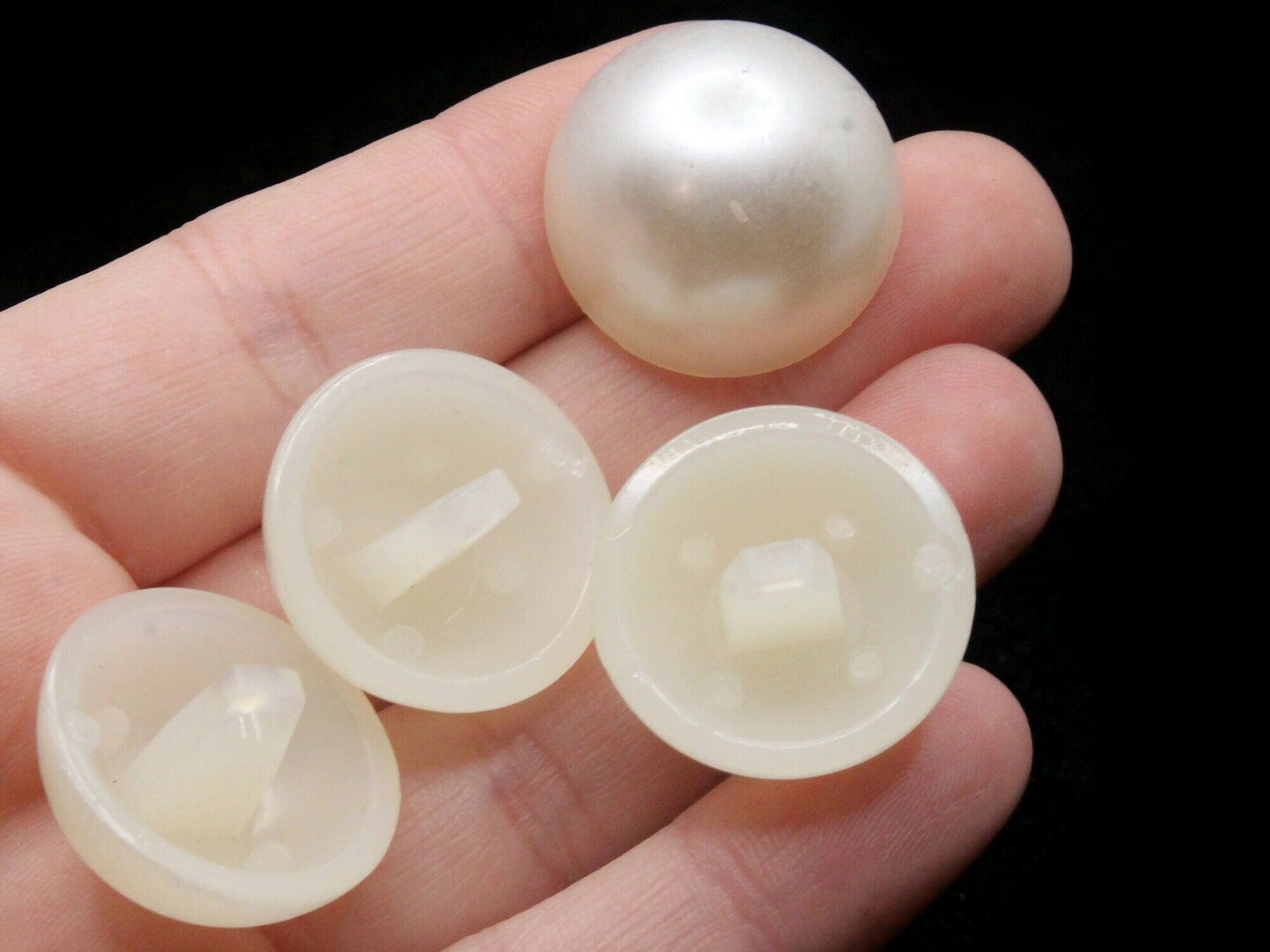 4 23mm Vintage White Plastic Pearl Shank Buttons