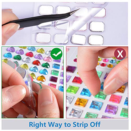 1141 Pieces Rhinestone Stickers Self-Adhesive, Gems for Crafts Bling Jewel Crystal Stickers for DIY Craft Nail Body Makeup Festival