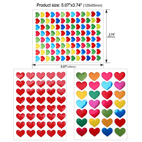 60 Sheets Valentine Heart Stickers Love Decorative Sticker for Kids Envelopes Cards Craft Scrapbooking for Great Party Favors Gift Prize Class Rewards Award Praise (3000+ Colorful Heart)