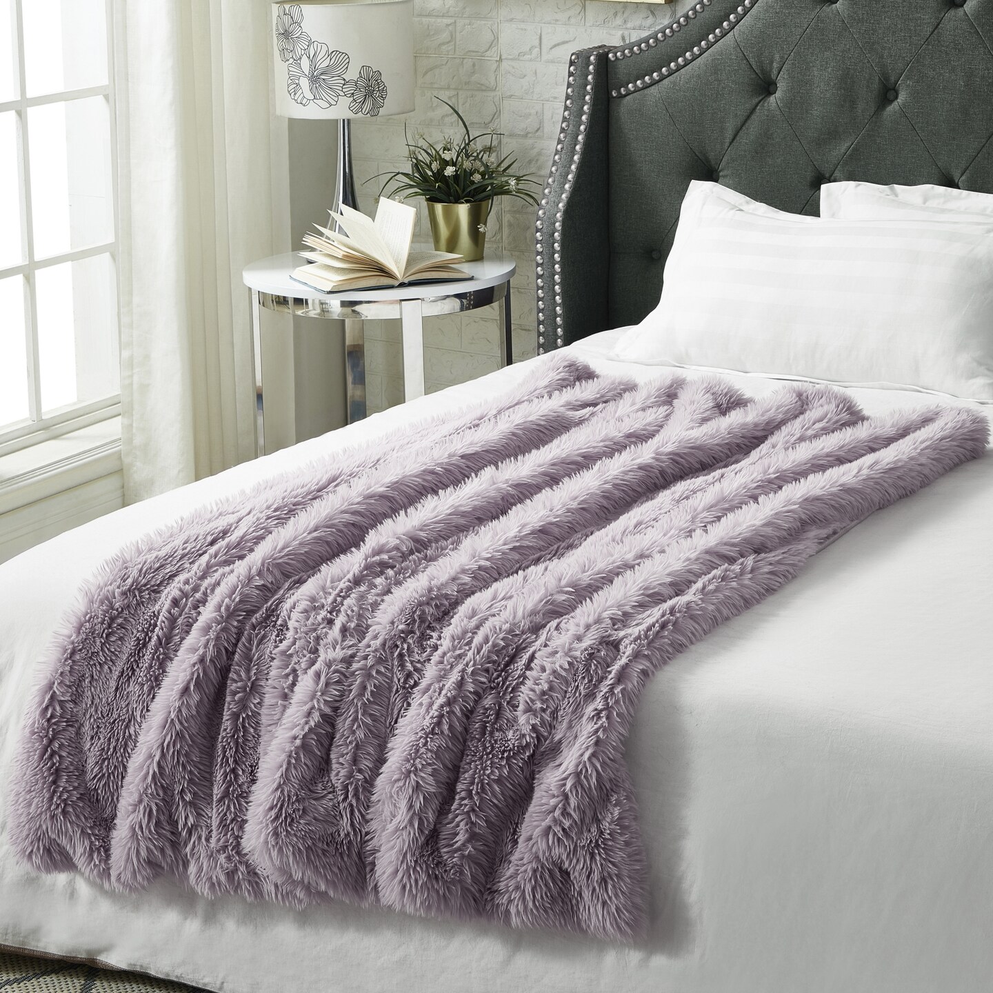Yvonne Faux Lamb Fur Throw