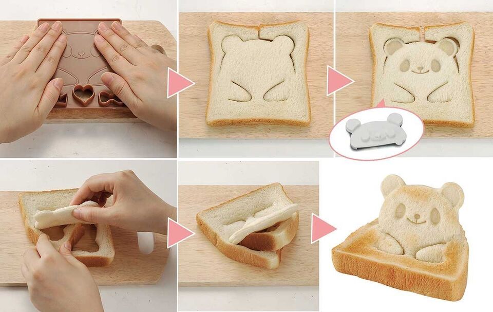 Set of Panda Frog Bear Shapes Sandwich Cutter Mold Bread.