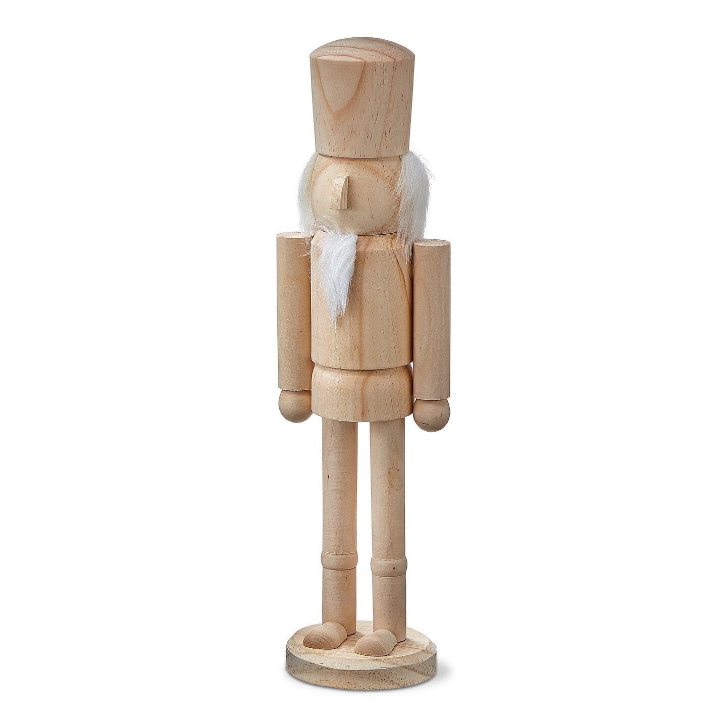 DIY Wood Nutcracker Decor with White Fur Trim Hair and Beard 14.56 in.