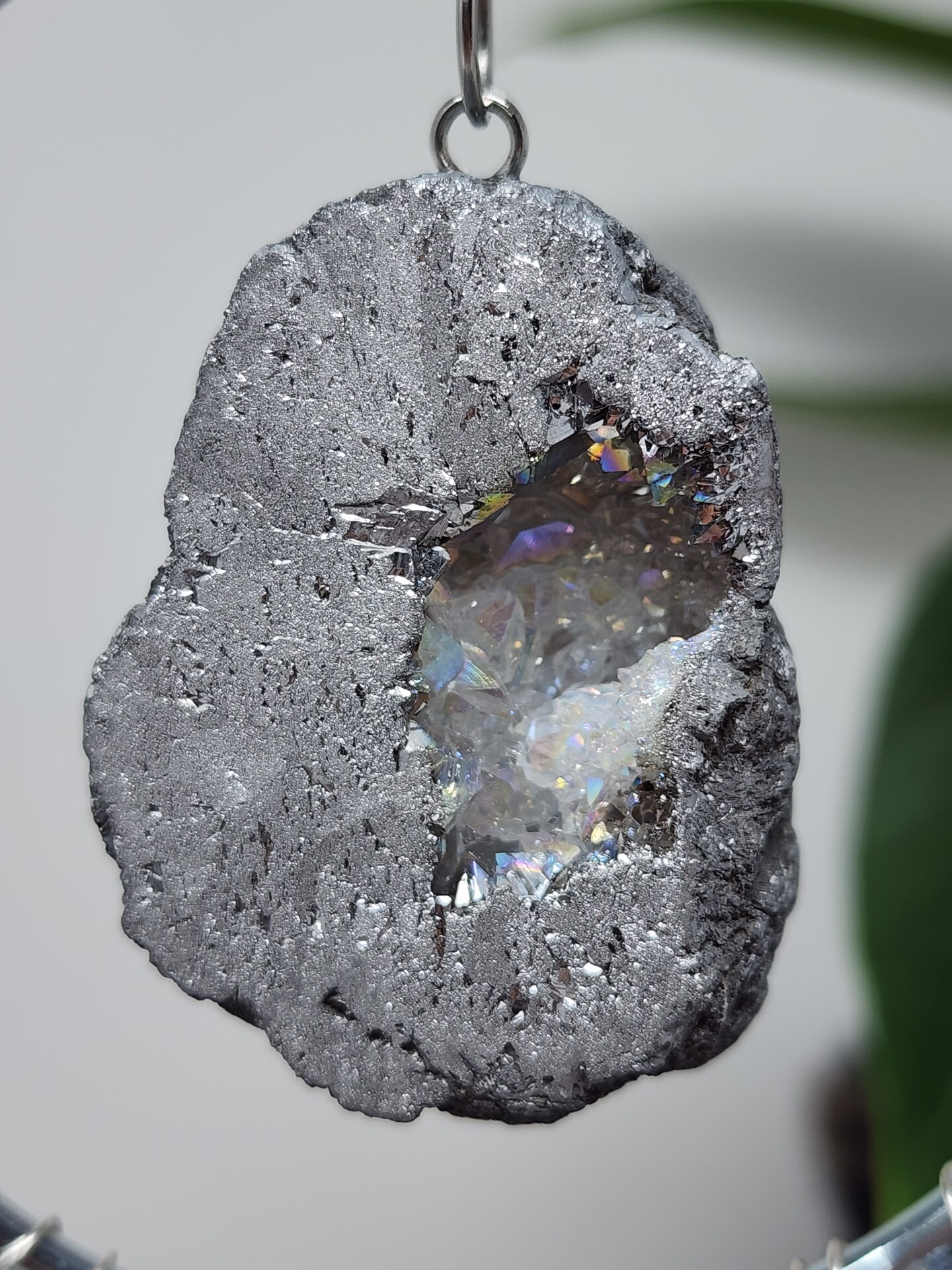 Druzy and Crystal Suncatcher: beaded, wire wrapped, home and garden décor, gift for her, hanging, rainbow, prism, window, mom, sunroom. product 2