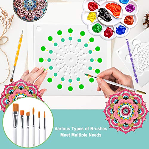 58 PCS  Mandala Dotting Tools, Augshy Dot Painting Tools Set Rock Painting Supplies with a Blue Zipper Waterproof Storage Bag for Painting Rocks