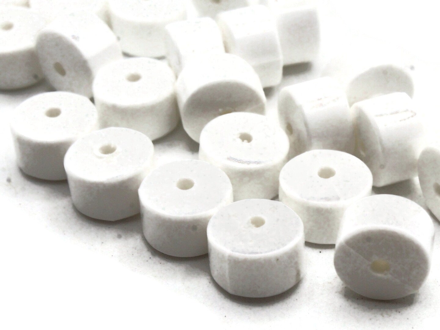 40 10mm White Disc Vintage Plastic Rondelle Vintage Beads