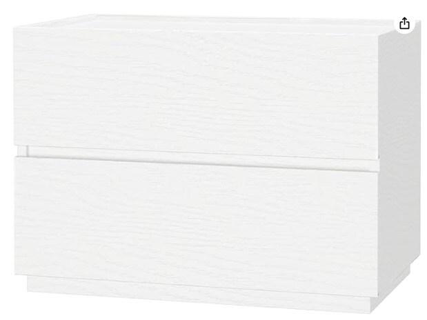 Sturdy Two-Drawer Dresser with Multiple Uses for Bedrooms, Entryway Storage Cabinet, Nightstand Sofa Beside Table, Drawer Chest, 23.6 in., White Oak