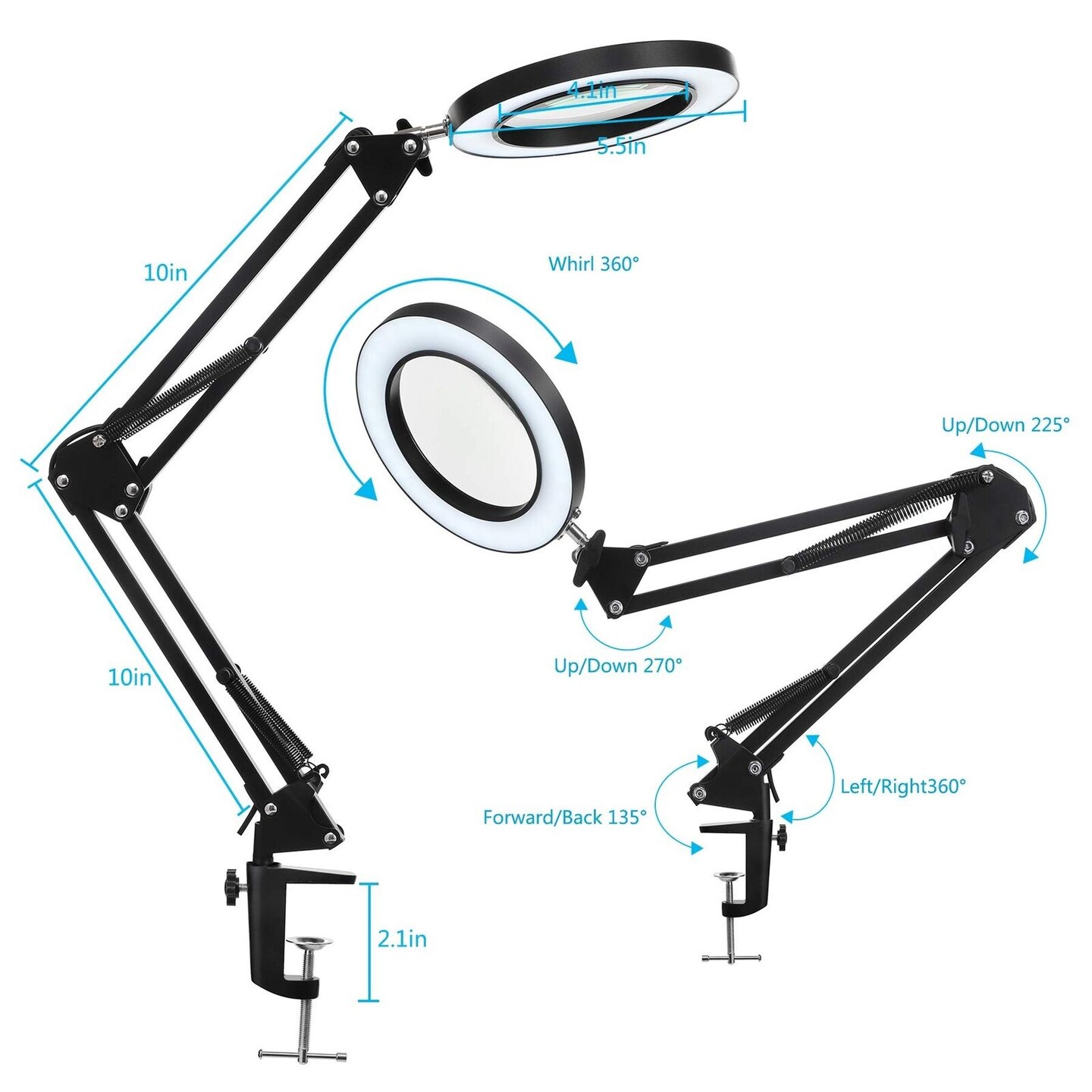 LED Magnifying Lamp with Clamp