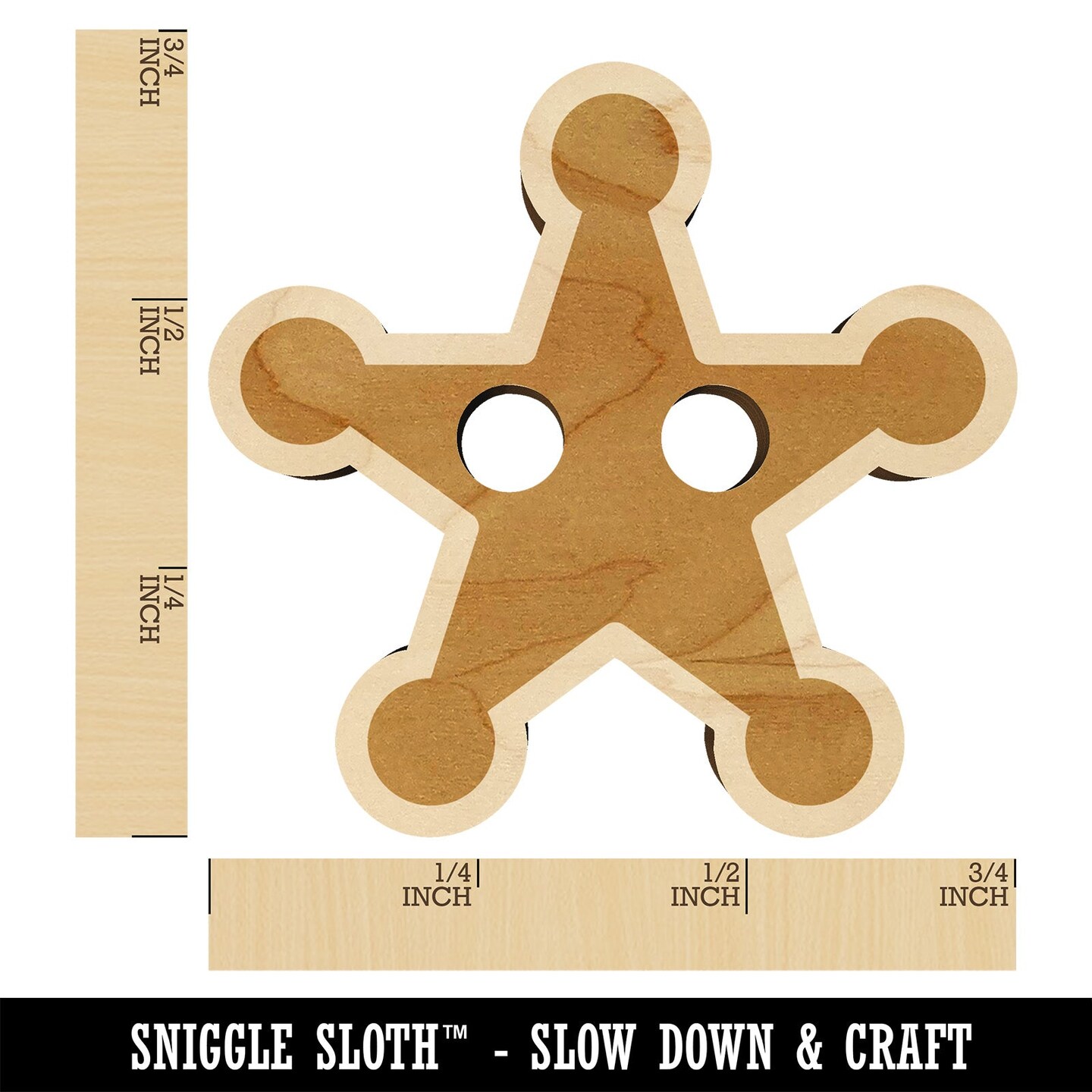Cowboy Sheriff Badge Star Wood Buttons for Sewing Knitting Crochet