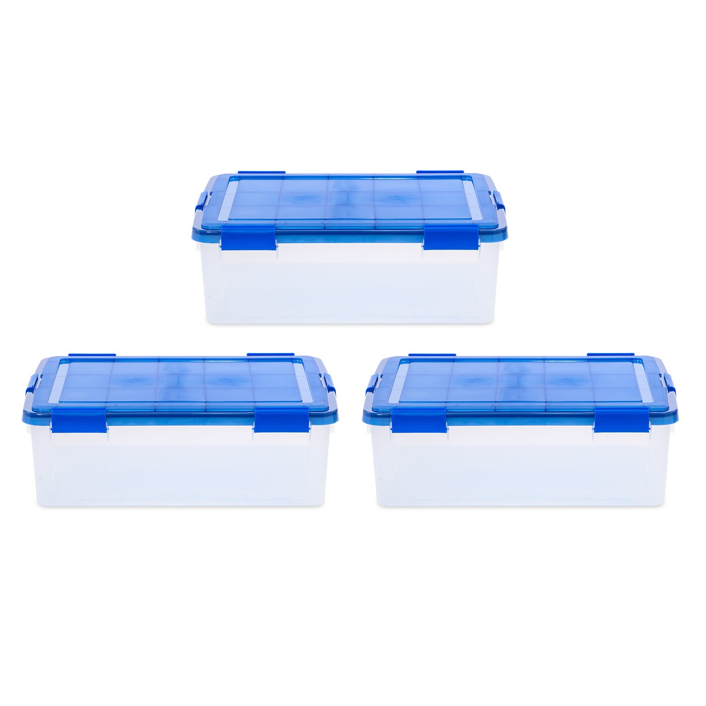 IRIS USA 3Pack 41qt WEATHERPRO Airtight Plastic Storage Bin with Lid and Seal and Secure Latching Buckles