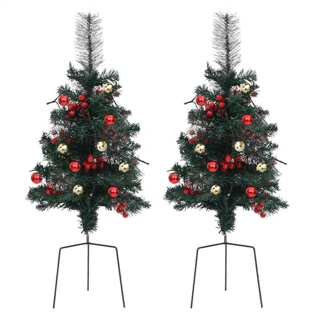 2 Pcs 299 Artificial Pathway Christmas Trees With Leds Pvc Material Michaels 3084