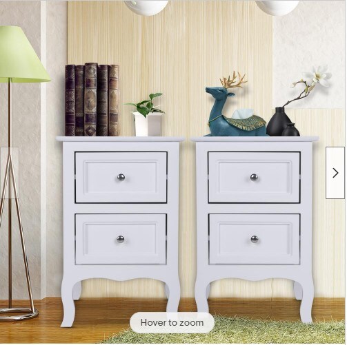 Set of 2 Nightstand Bedside End Table Shelf with 2 Drawers Bedroom Furniture