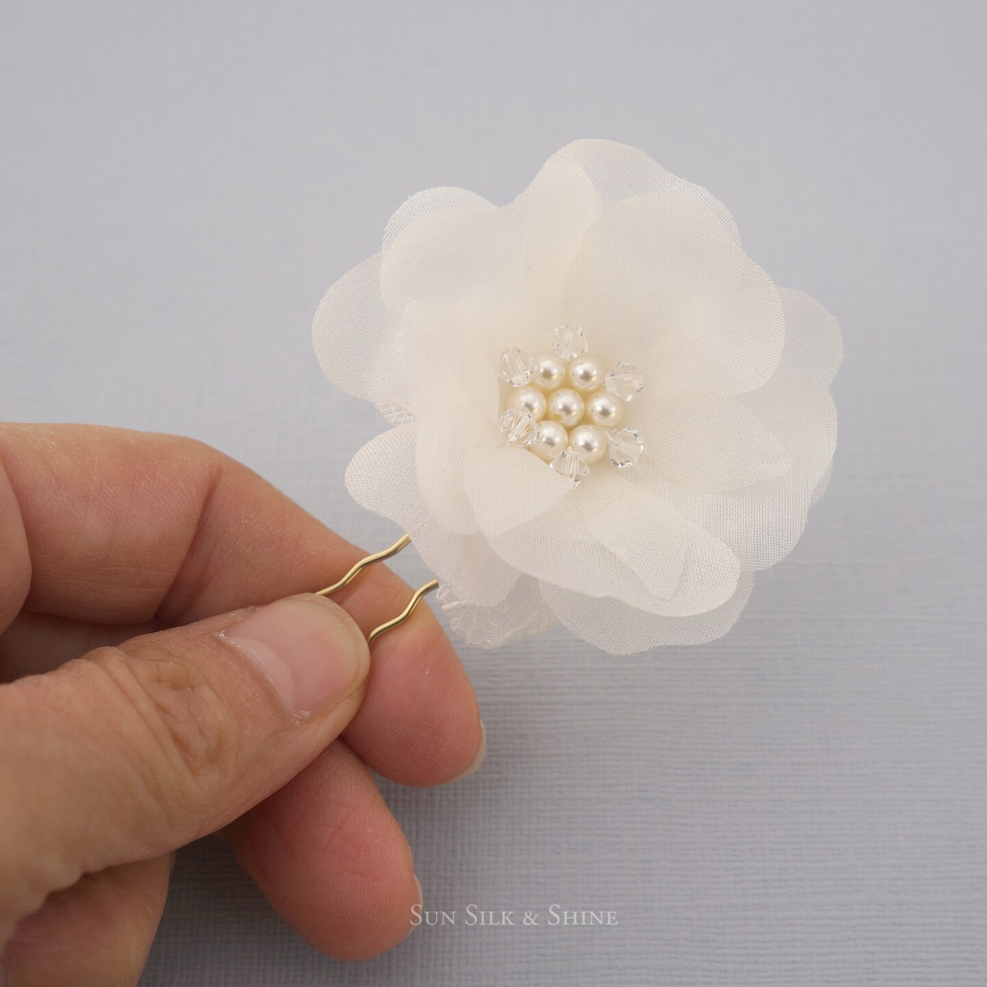 Swarovski Wedding Flower Hair Pins, Garden Wedding Hair Flowers, Flower Bridal Headpiece with Pearls Crystal, Bridal Hair Flower product 2