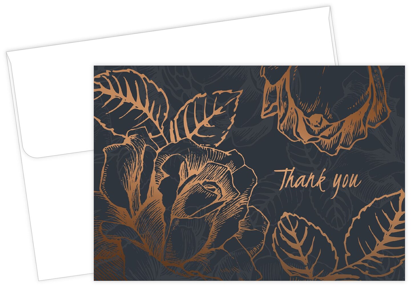 Great Papers! Thank You Note Card and White Envelope, Copper Foil Flower, 4.75" x 3.375"(folded), 50 count