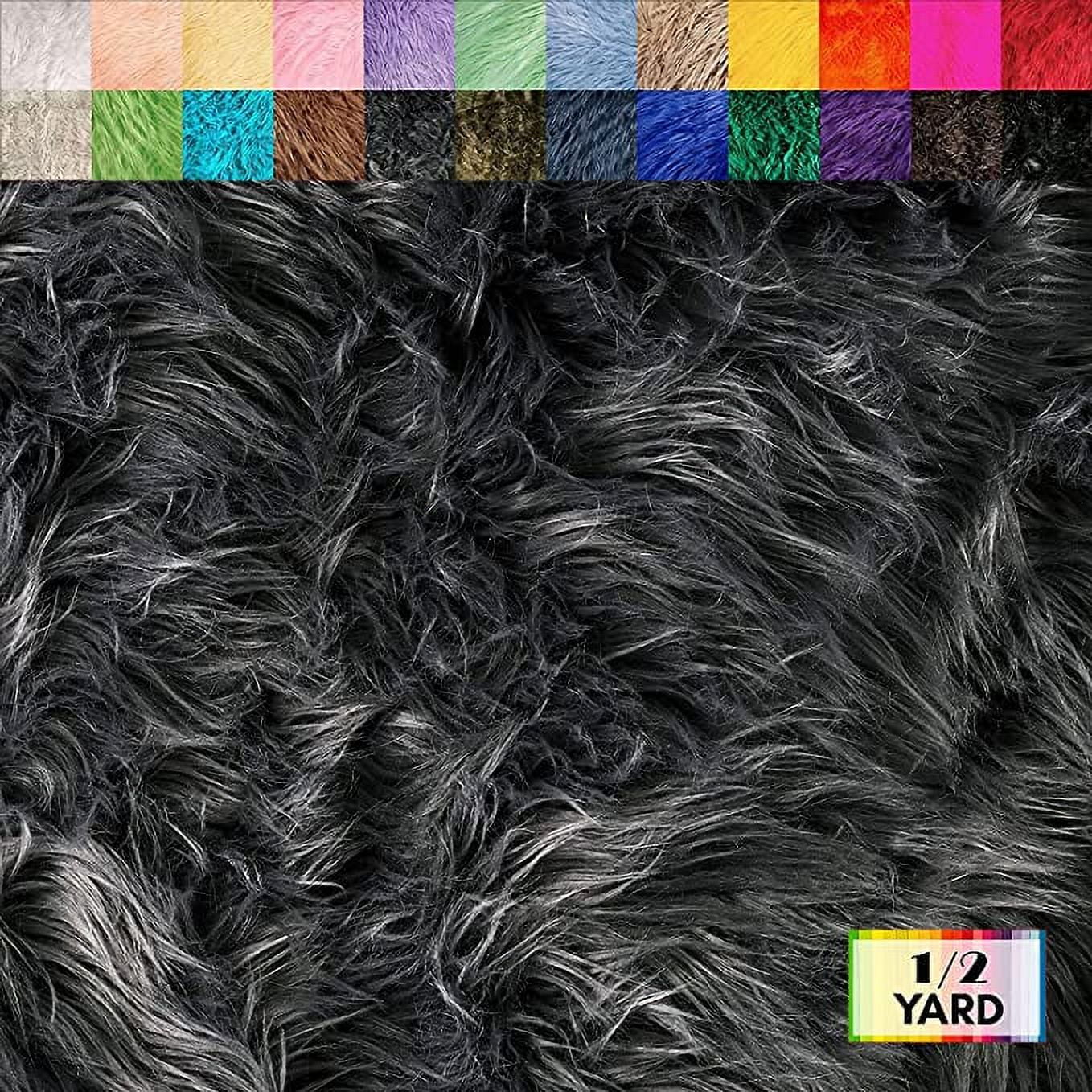 FabricLA Shaggy Faux Fur Fabric - Half Yard | 60 X 18 Inches | DIY Craft,  Hobby, Costume, Decoration | Light Brown