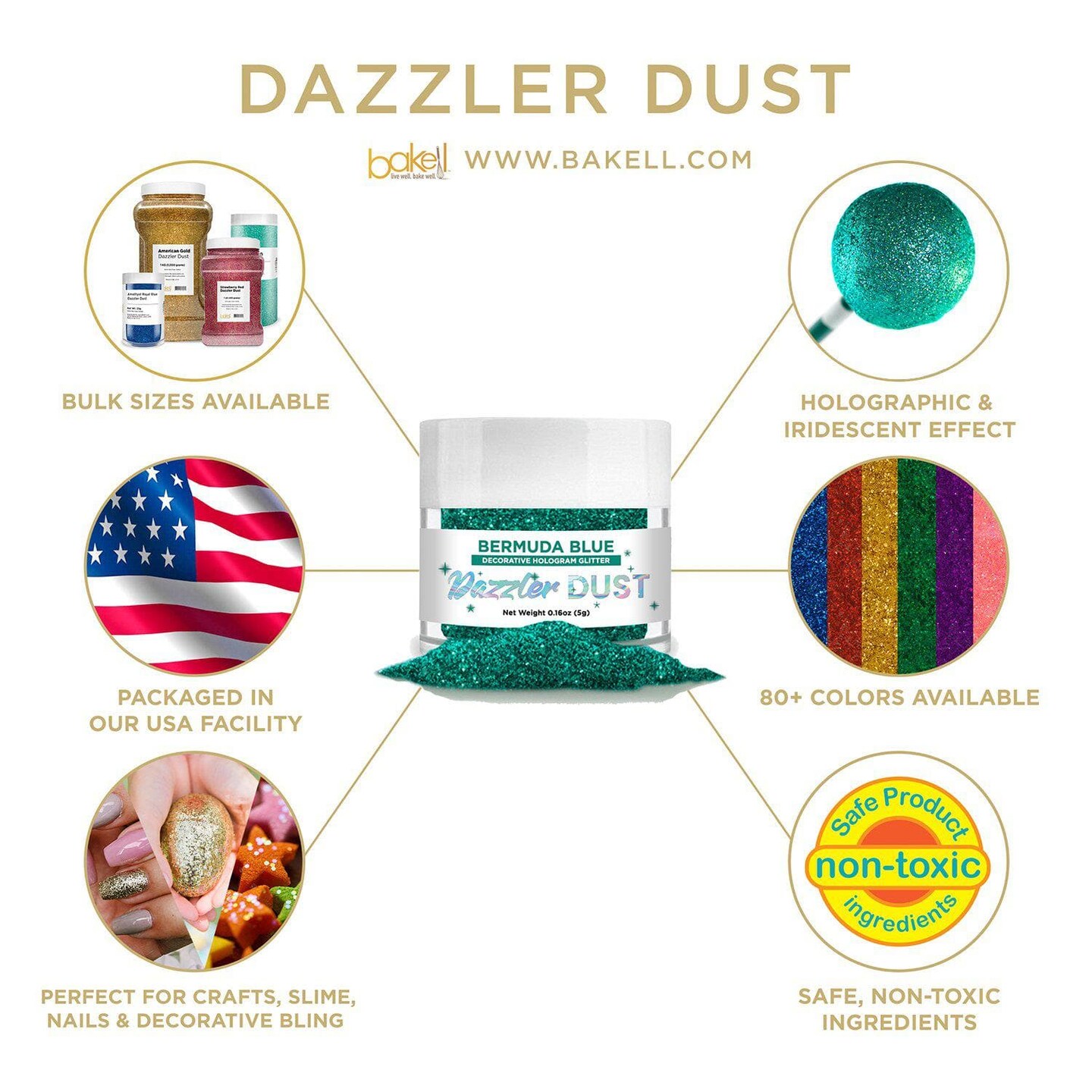 Bermuda Blue Dazzler Dust&#xAE; 5 Gram Jar