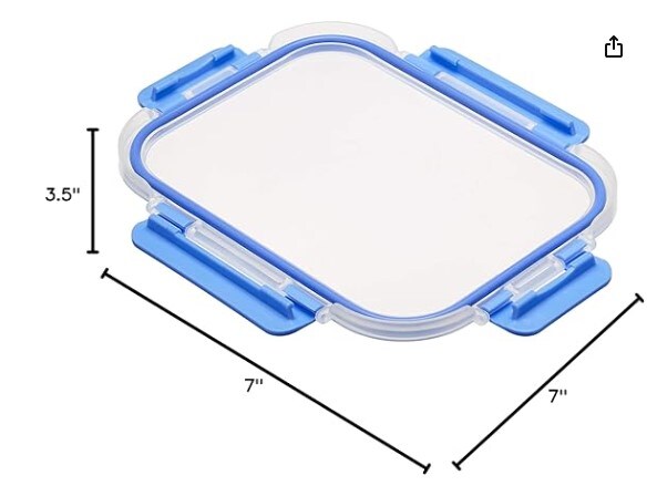 Glass Food Storage Container with BPA-Free Locking Lid - Clear with blue silicone ring, 14 piece set