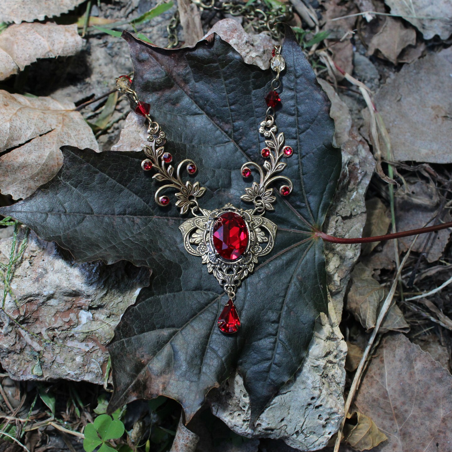 Vintage Brass Scarlet Crystal Necklace with Optional earrings, Gothic  Medieval Necklace, Vampire Jewelry MakerPlace by Michaels