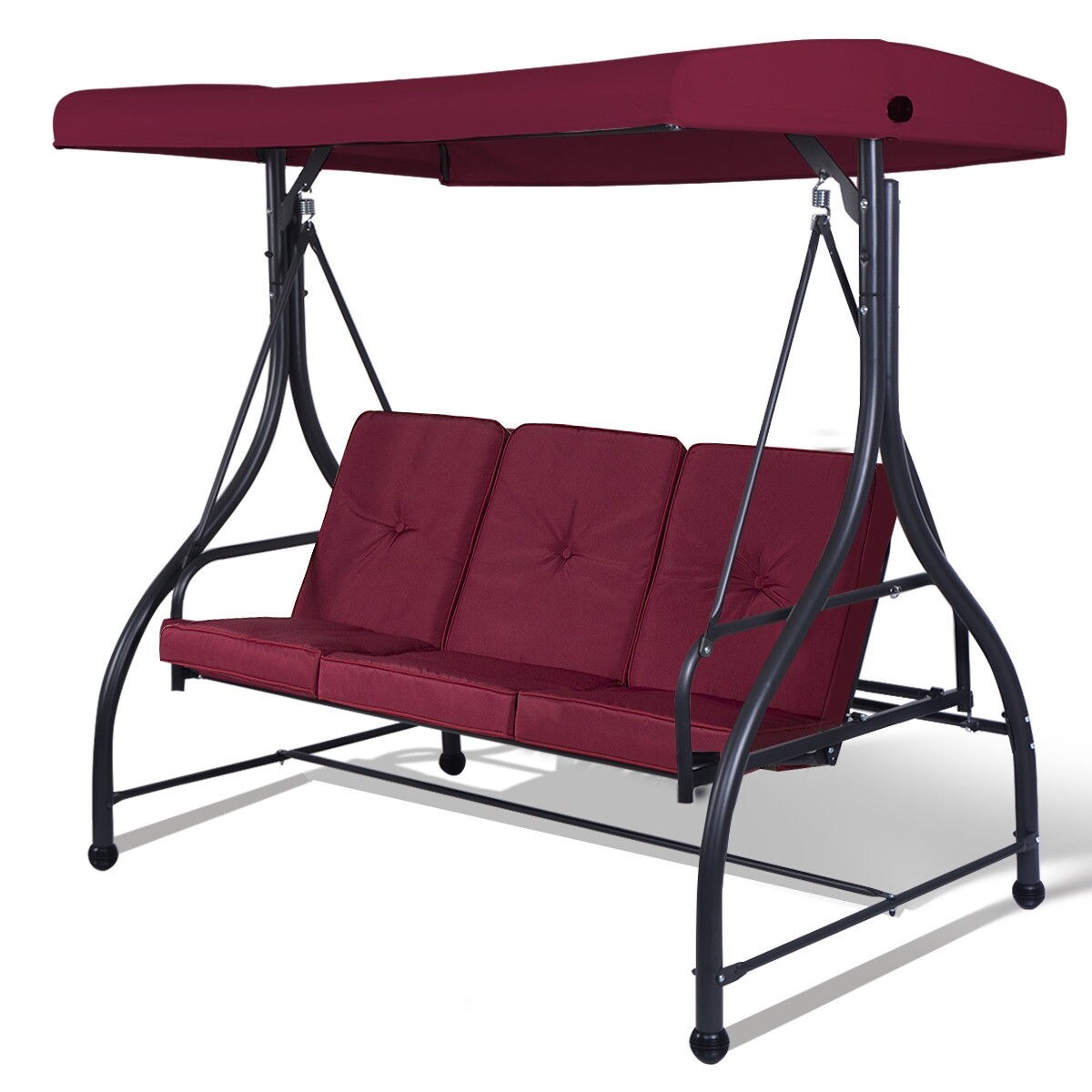 3 Seats Converting Outdoor Swing Canopy Hammock with Adjustable Tilt Canopy