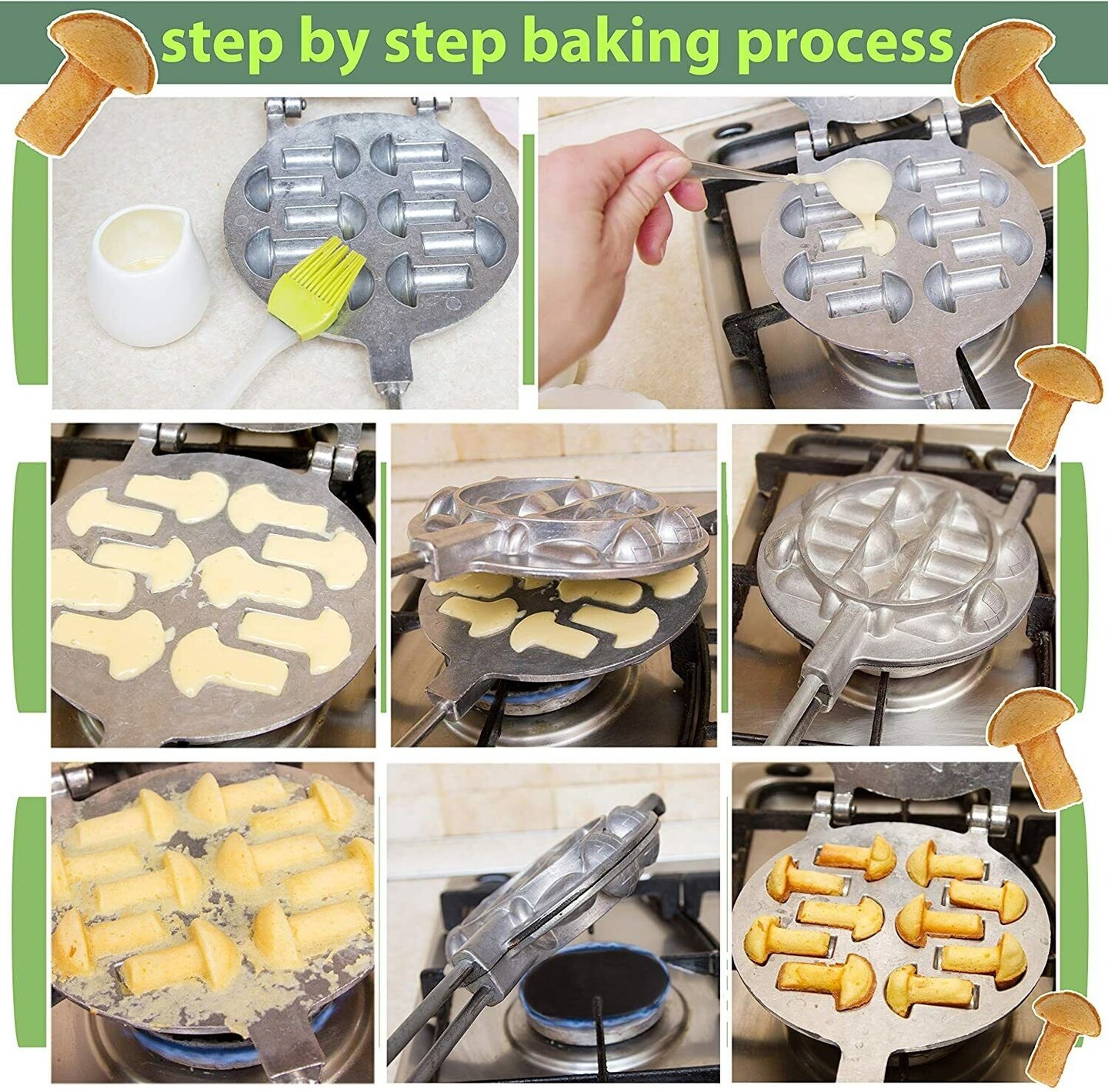 Mushroom-shaped Cookie Maker Iron Pan for Sweet Pastries