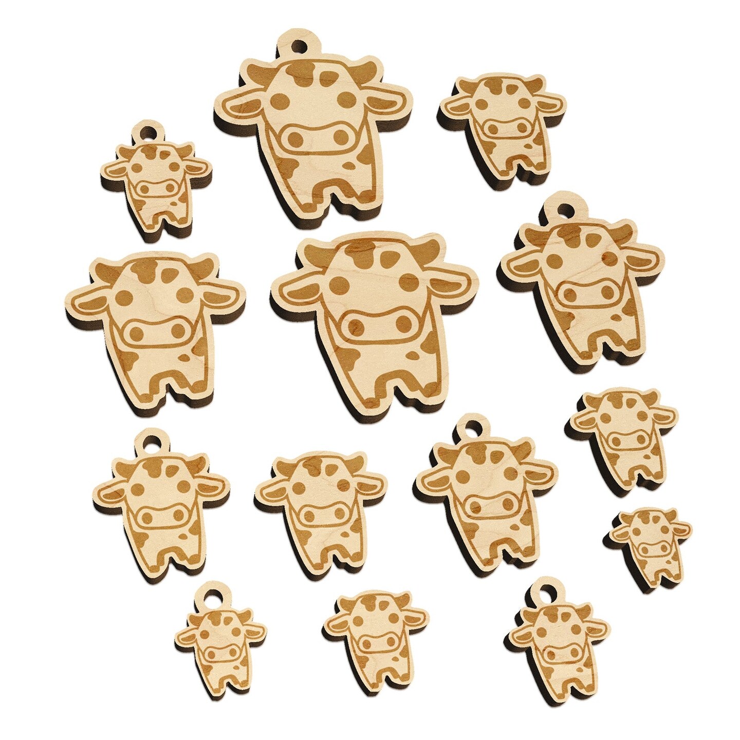 Cute Chibi Spotted Cow Mini Wood Shape Charms Jewelry DIY Craft