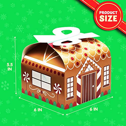 JOYIN 24 PCS 3D Christmas Goody Gift Boxes with Bow for Holiday Xmas Goodie Paper Boxes, School Classroom Party Favor Supplies, Candy Treat Cardboard Cookie Boxes