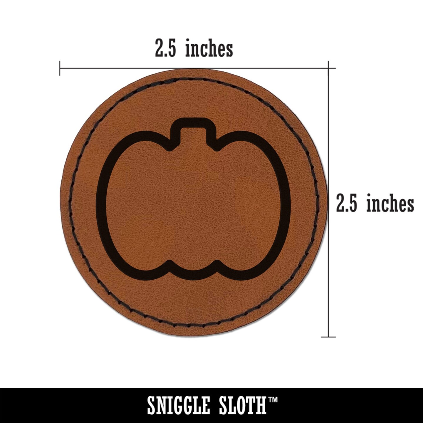 Pumpkin Outline Halloween Fall Harvest Round Iron-On Engraved Faux Leather Patch Applique - 2.5&#x22;