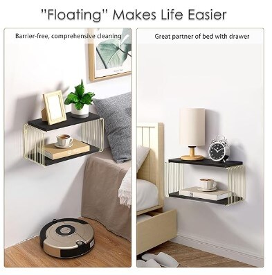 Small Floating Bedside Wall Shelves for Bedroom, Floating Bed Side Table/Night Stand for Office Living Room Modern Decor