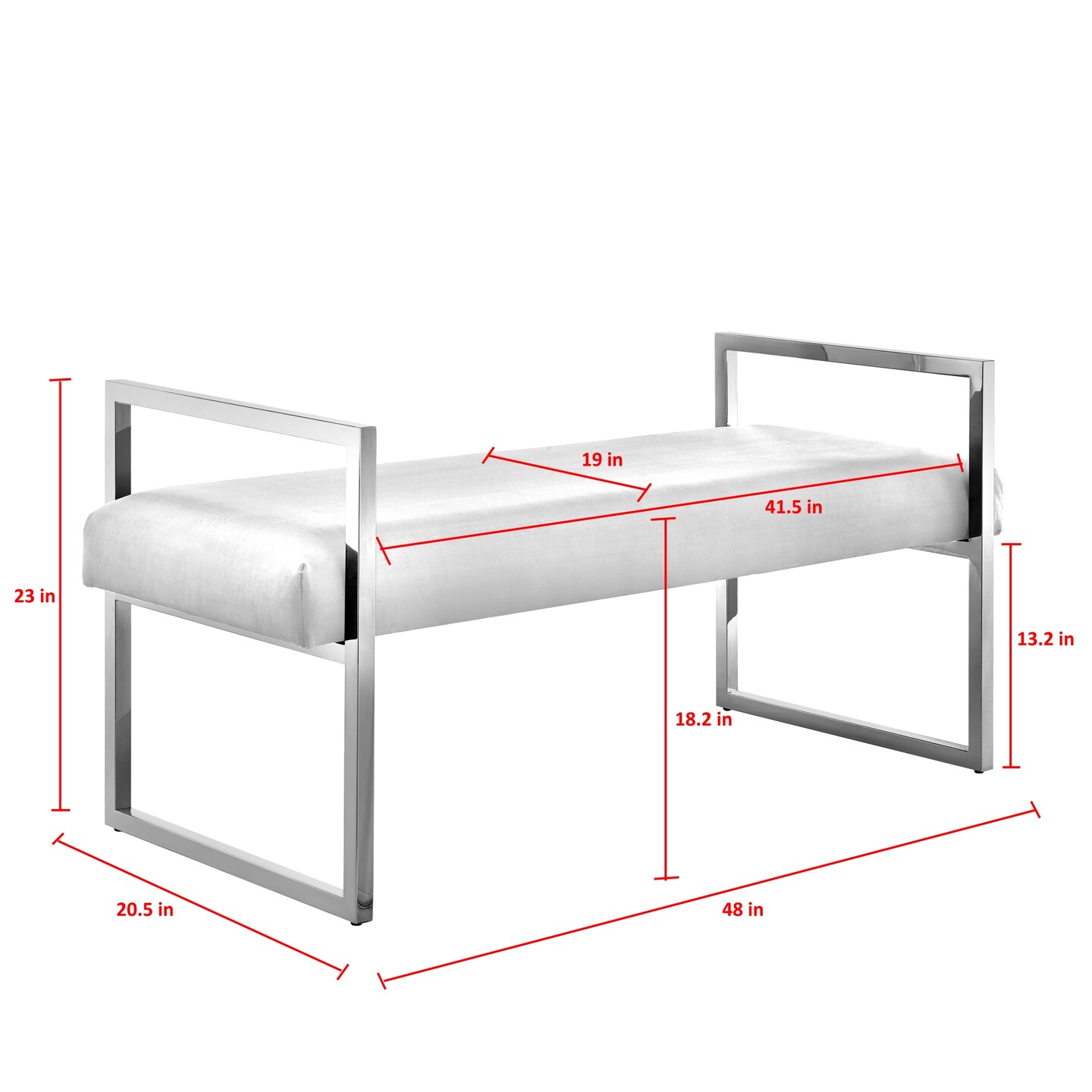 Maja Velvet/PU Leather Bench With Chrome/Gold Base