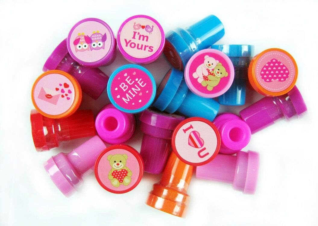 TINYMILLS 24 Pcs Valentine&#x27;s Day Stampers for Kids Valentine&#x27;s Day Classroom Exchange Party Favors Goody Bag Treat Bag Stuffers