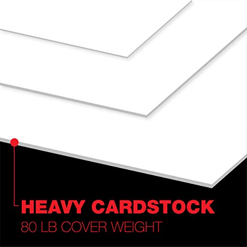 250 Sheets  Opaque White 80lb, 8.5&#x201D; x 11&#x201D; Cardstock Paper, 216gsm, 1 Ream, Premium Super Smooth Heavy Cardstock Printer Paper for Ink Heavy Invitations, Cards, Menus, Images and More, 121947R