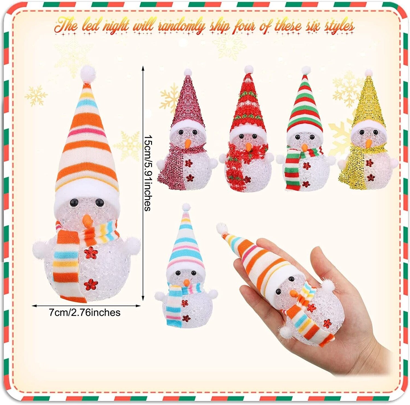 Mini Snowman Light Up Christmas Decor 8 packs