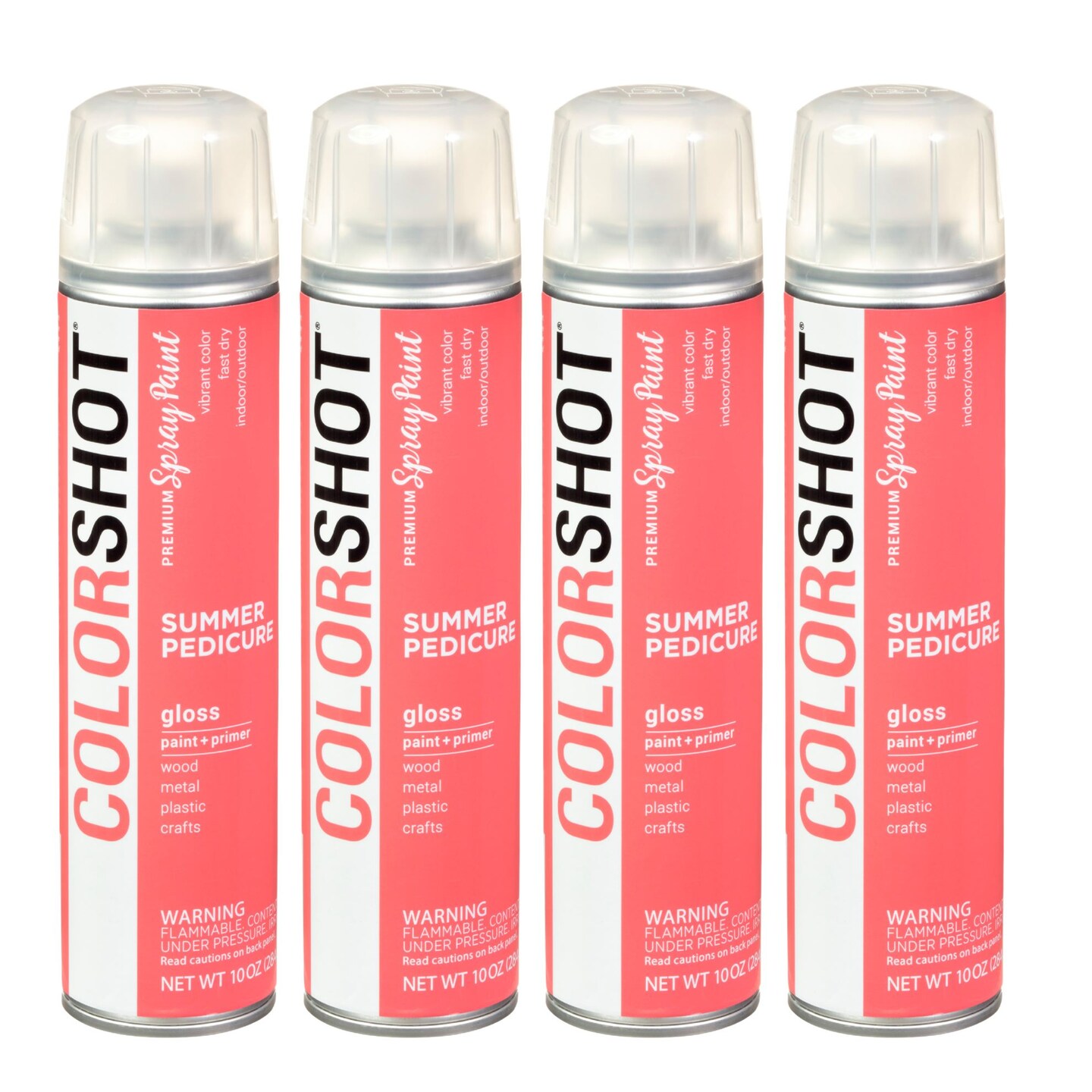 COLORSHOT Gloss Spray Paint Summer Pedicure (Coral) 10 oz. 4 Pack