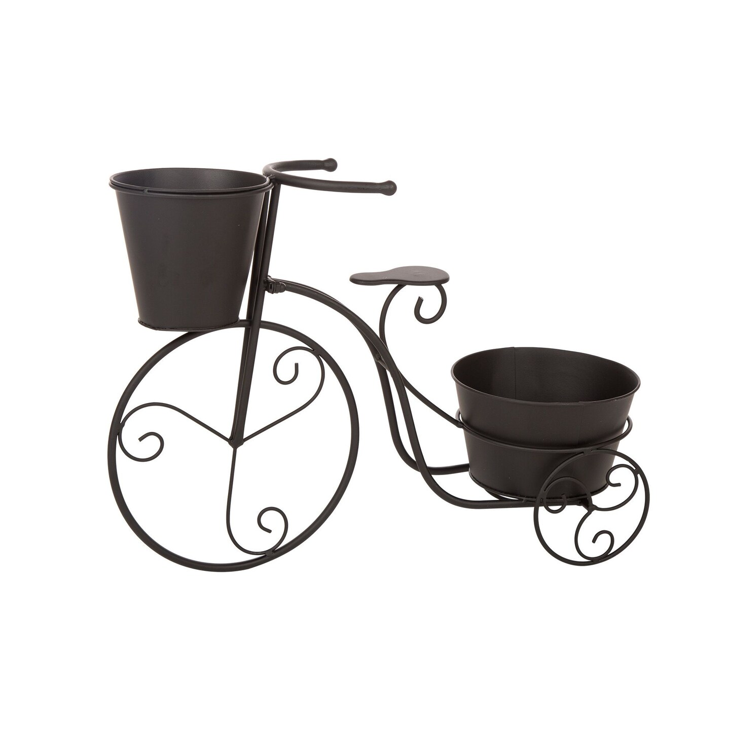Glitzhome 20.75&#x22; Black Distressed Finish Outdoor Tricycle Plant Stand