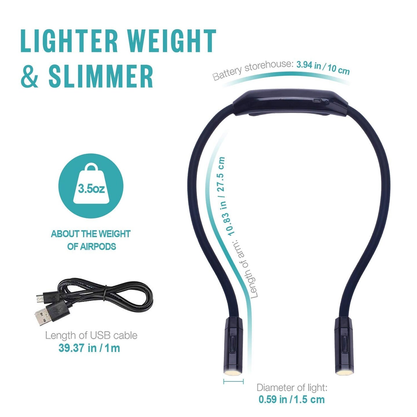 Lightweight Neck Reading Light, Book Light for Reading in Bed, Neck Light for Knitting,3 Colors,9 Brightness,Rechargeable,Hand Free,Portable,Long Lasting,Suitable for Crocheting,Sewing,Craft