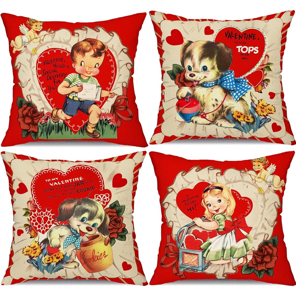 20 Inches Modern Valentine&#x27;s Day Pillow Covers Set of 4