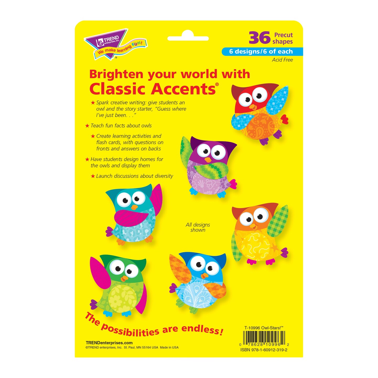 Owl-Stars!&#xAE; Classic Accents&#xAE; Variety Pack, 36 Per Pack, 3 Packs