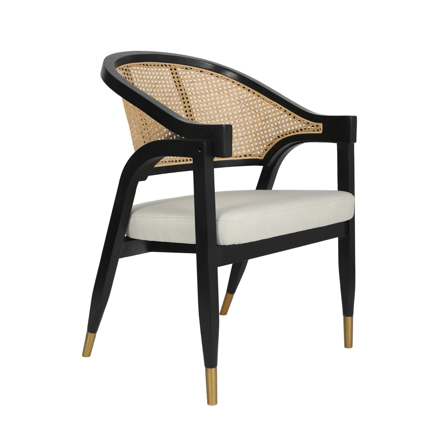 Merrick Lane Bronson Cane Rattan Padded Accent or Dining Chair with Metallic Accented Legs