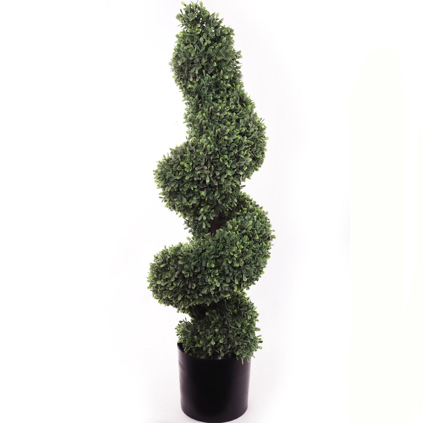 3ft Spiral Boxwood Topiary Tree in Black Planter Pot by Floral Home&#xAE;