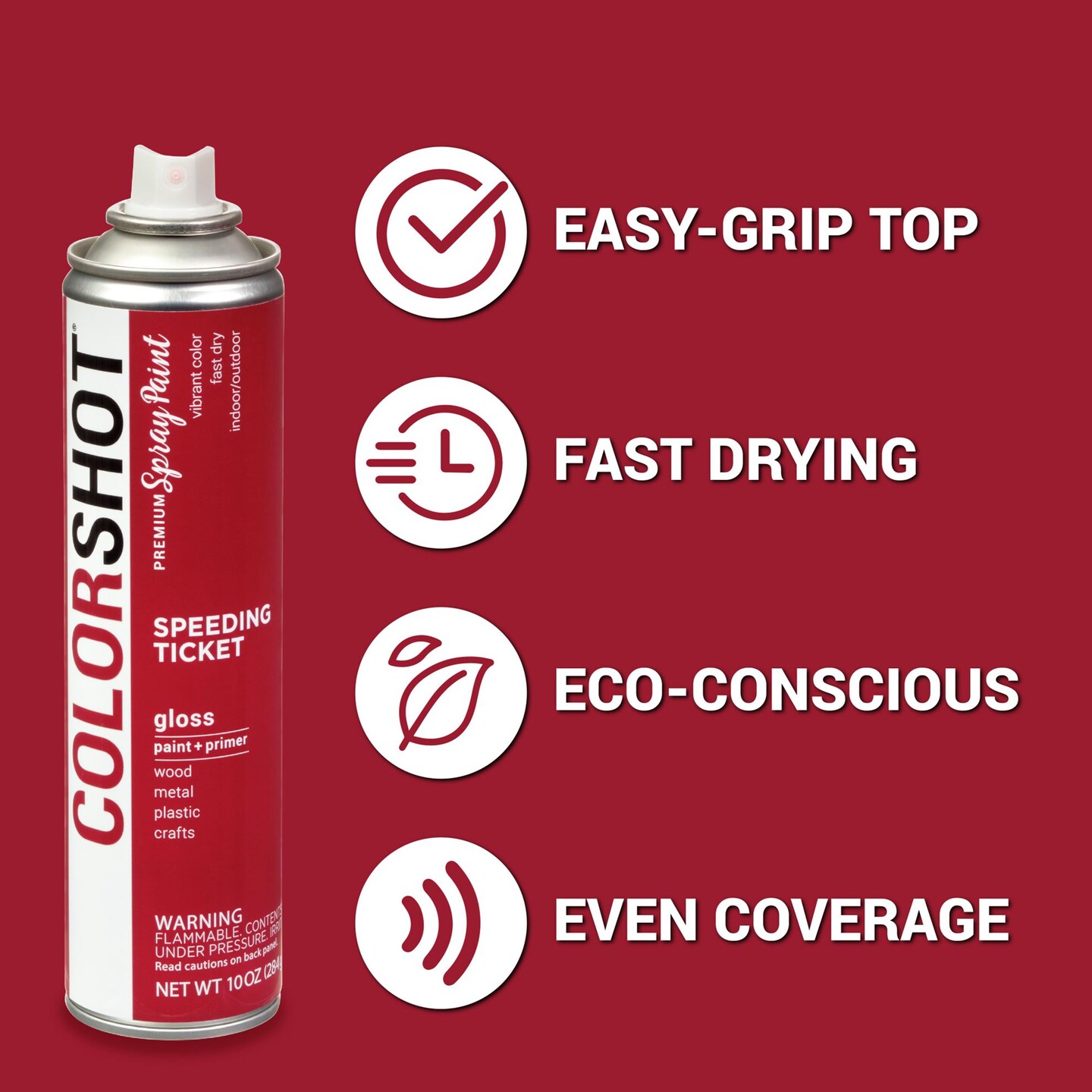 COLORSHOT Gloss Spray Paint Speeding Ticket (Dark Red) 10 oz. 4 Pack