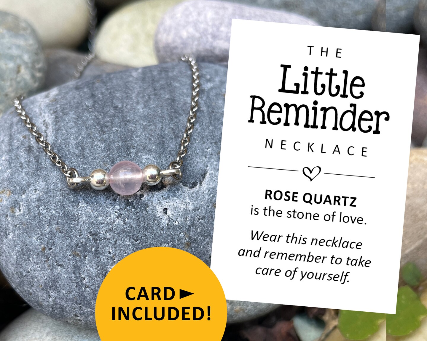 Dainty gemstone necklace, Little Reminder rose quartz, crystal stone