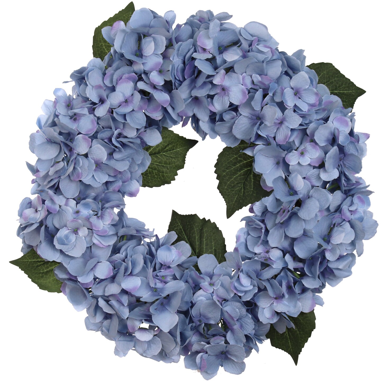 18" Blue Hydrangea Wreath with Lifelike Grapevine Ring by Floral Home®