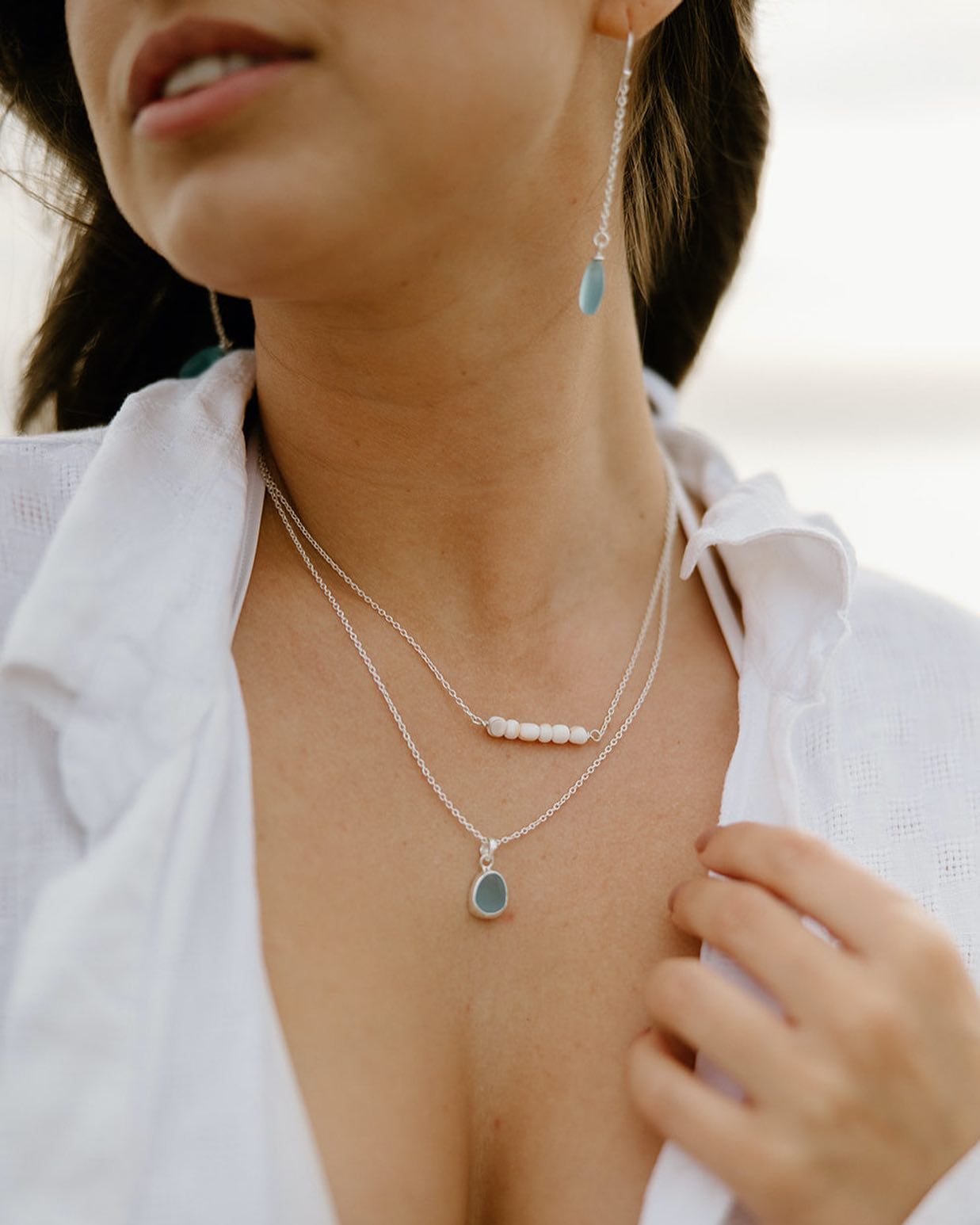 Sea Glass Pendant Necklace Petite Sterling Silver Pendant Beach Glass Jewelry Ocean Necklace for Mermaids Birthday Gift for Her Teacher Gift