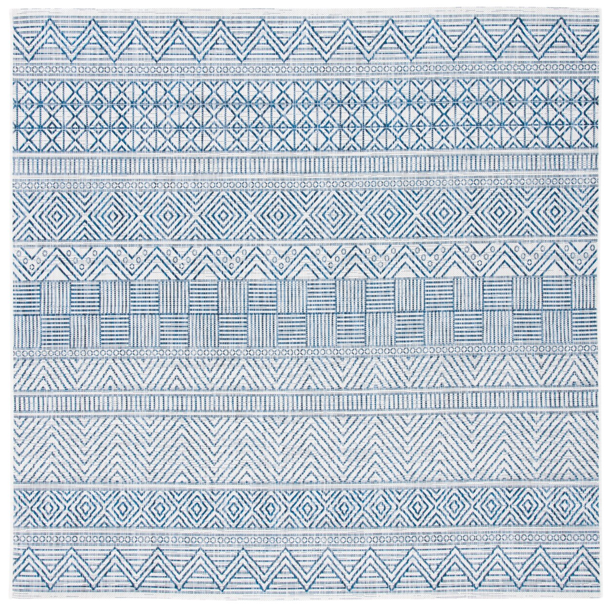 Safavieh Outdoor Cy8196-53412 Courtyard Ivory / Navy Rug Area Rug Carpet Shag