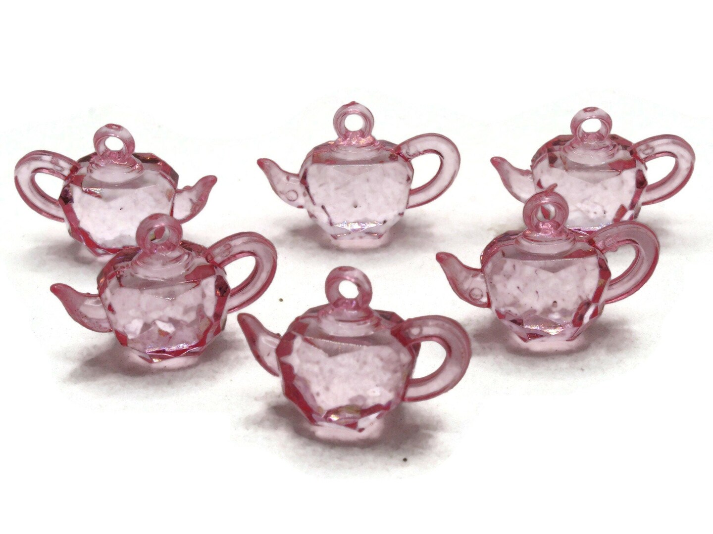 6 32mm Baby Pink Miniature Teapot Plastic Charms