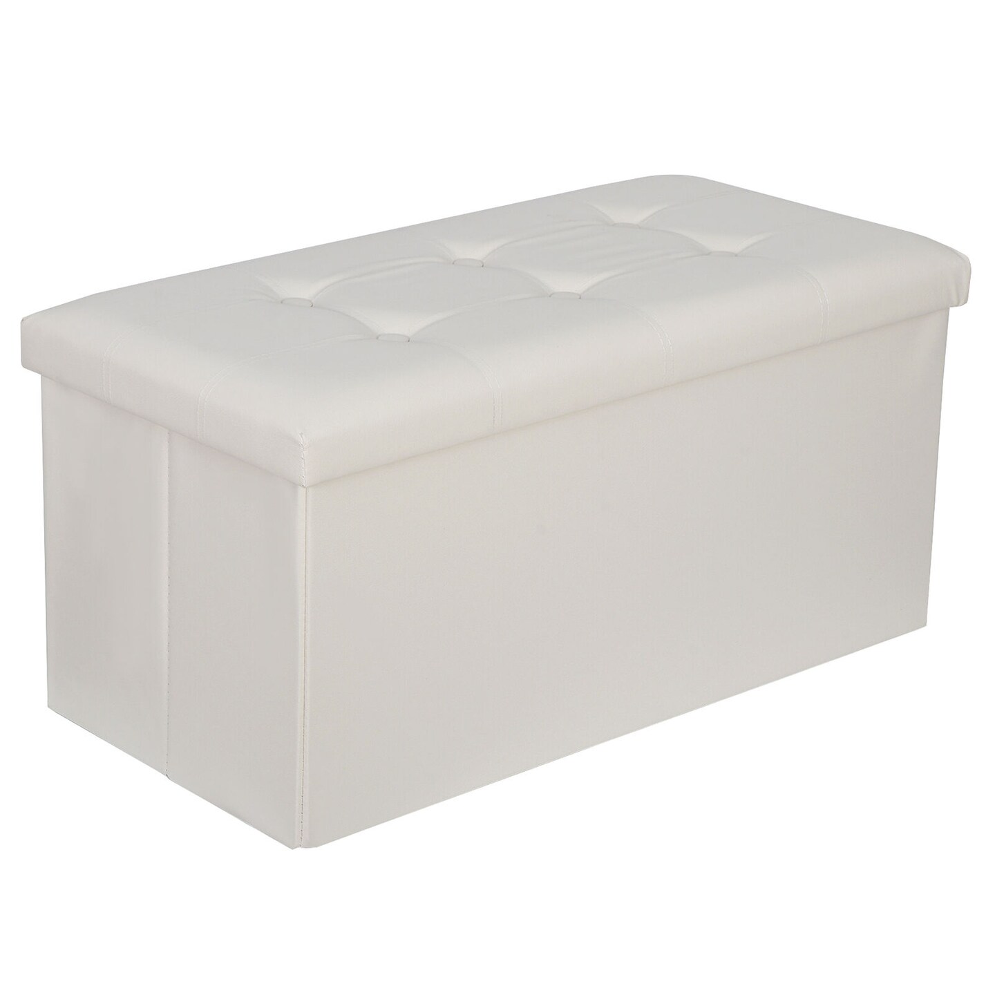 Ottoman Storage Bench Rectangle Leather Folding Footstool.