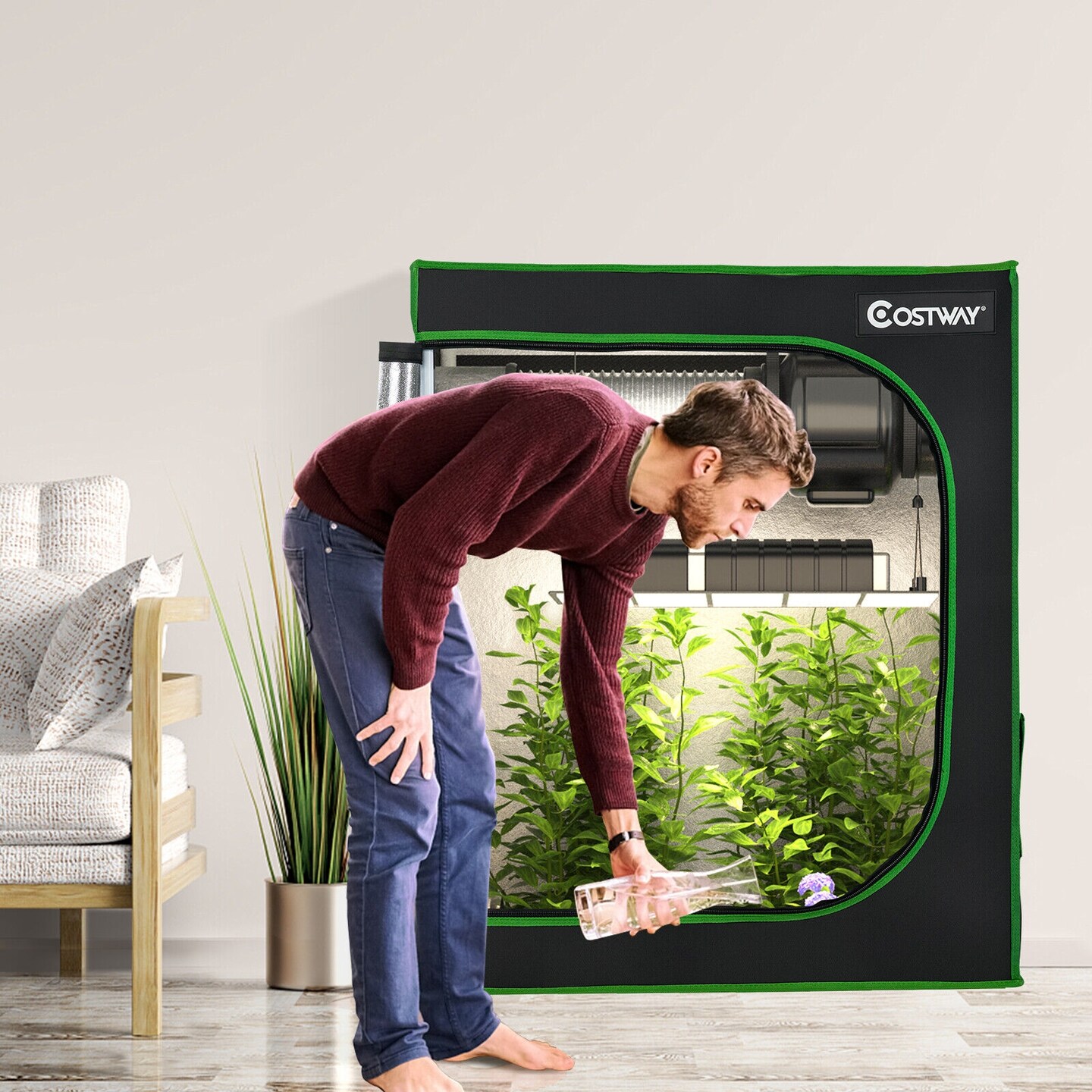 Mylar Hydroponic Grow Tent with Observation Window and Floor Tray