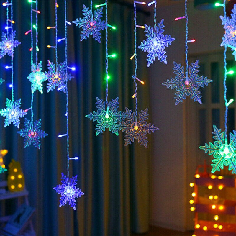 Kitcheniva Christmas LED Curtain Window Snowflake String Fairy Lights