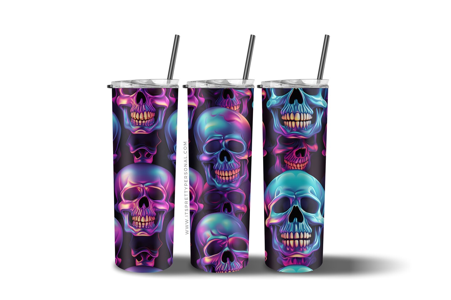 #418 CLEAR- 20oz -Skulls 9.4&#x22; x 8&#x22; Pattern Vinyl Wrap