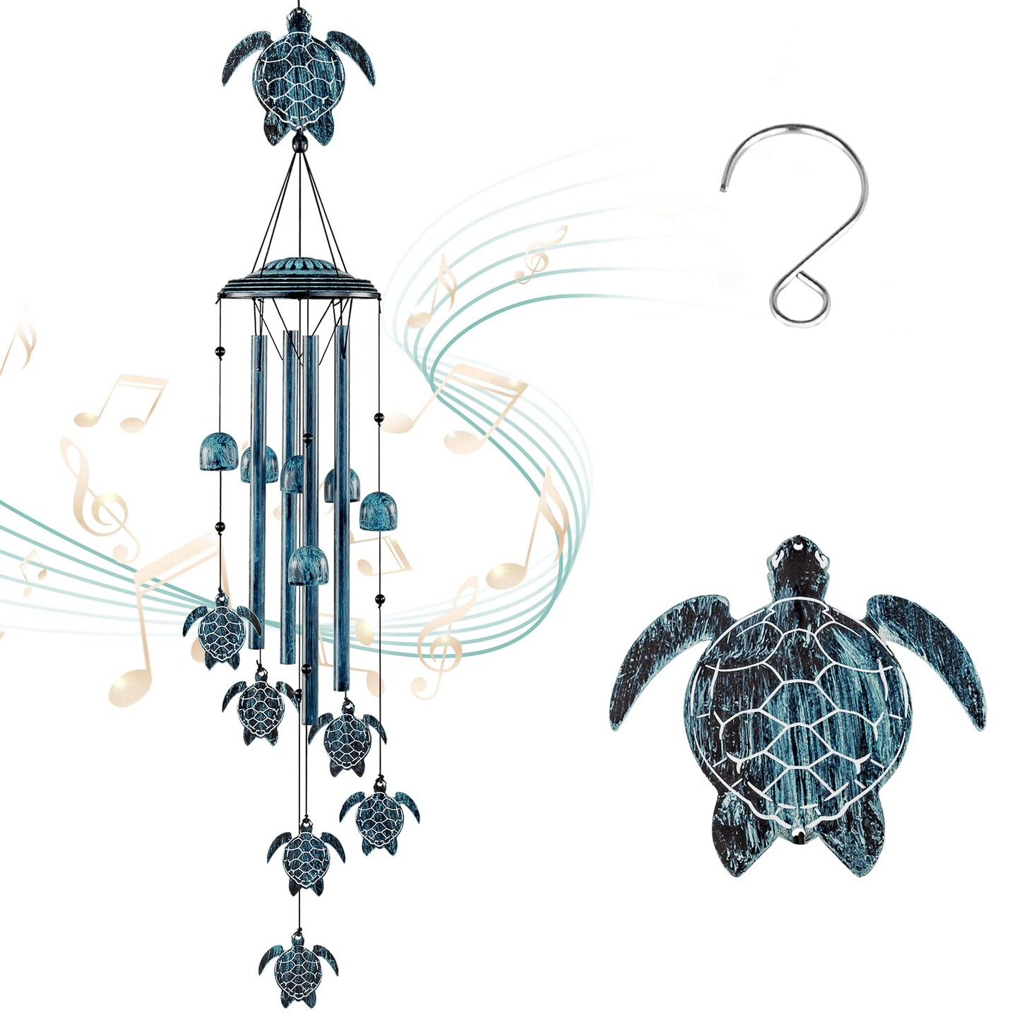 1 Pack Wind Chimes Sea Turtle Wind Chime for Outside with 4 Aluminum Tubes, Windchimes Outdoors Clearance Home Garden Patio Decor Memorial Wind Chimes for Mom Grandma Unique Birthday Festival Gifts