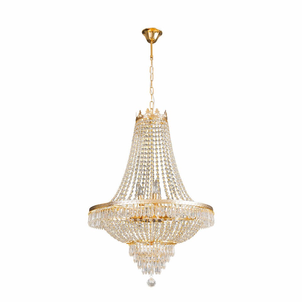 Kitcheniva Crystal Chandelier Ceiling Light French Empire Gold Pendant Lamp